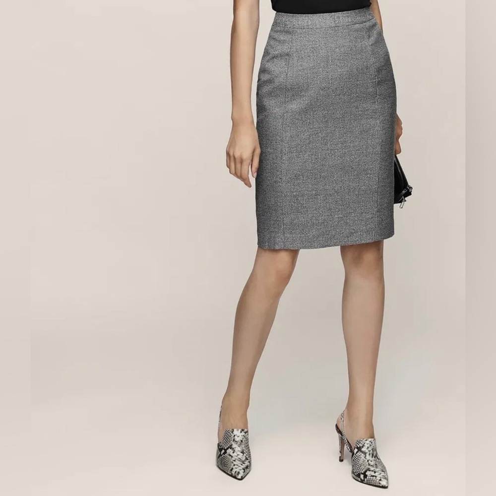 Reiss Elly Gray Pencil MIDI Skirt Size 8.